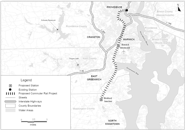 Schwarze und weiße Stadtkarte mit einem Fluss, beschriftet mit "Entwurfsstadtbahnprojekt", zeigt Straßen, Autobahnen und Stadtmerkmale.