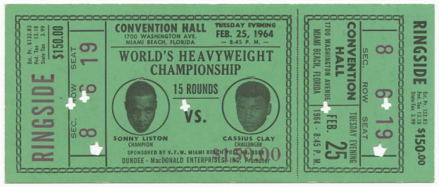 Grünes Ticket für die Weltmeisterschaft im Schwergewicht mit gedrucktem Text und Zahlen.