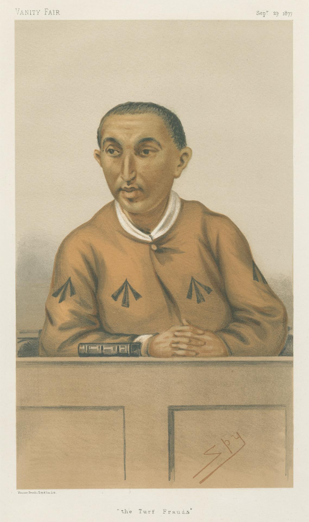 Ein Mann in weißem Hemd und dunkler Hose sitzt an einem Tisch mit gefalteten Händen und ernster Miene, mit dem Text "Die Rasenbetrüger" unten.