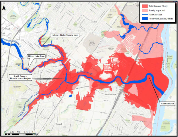 Eine Karte von New York City mit einem roten und blauen Farbschema, das die vorgeschlagenen Hochrisikogebiete anzeigt, mit begleitendem Text, der die Hochrisikospezifika beschreibt.