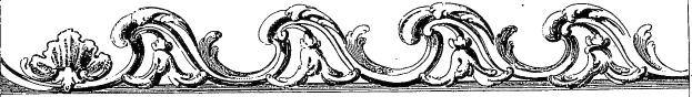 Schwarz-weißes dekoratives Design mit dem Wort "Ländlich" in der Mitte in fetter Schrift, mit detaillierten Schwüngen und Kurven.
