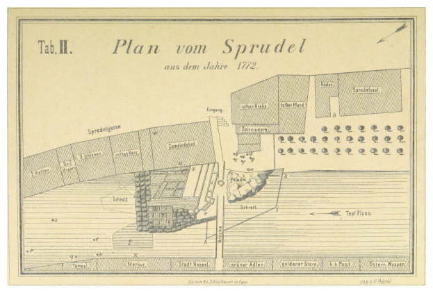Ein Plakat mit einem Stadtplan von Spruidel, Deutschland, und begleitendem Text