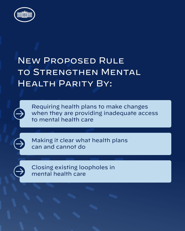 Blauer Hintergrund mit wei├čer Schrift und einem wei├čem Kreis-Logo mit einer blauen Umrandung, das eine vorgeschlagene Regel zur St├Ąrkung der psychischen Gesundheit umrandet.