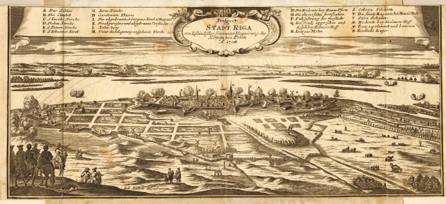 Ausführliche alte Karte von Stuttgart, Deutschland, mit Straßen, Gebäuden, Bäumen, Wasserflächen und Menschen sowie historischem und kulturellen Text.