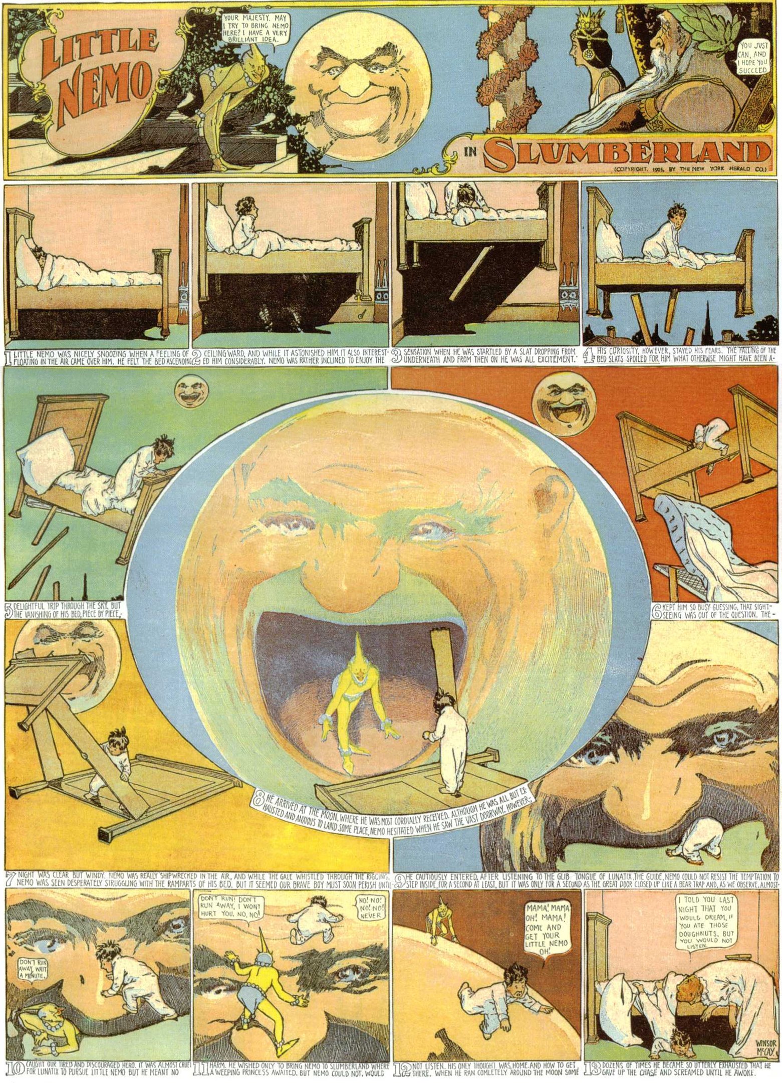 Plakat mit einer Comic-Strip-Zeichnung, die einen Mann in einem Anzug und eine Frau in einem Kleid mit menschlichen Gesichtern zeigt, begleitet von Text.